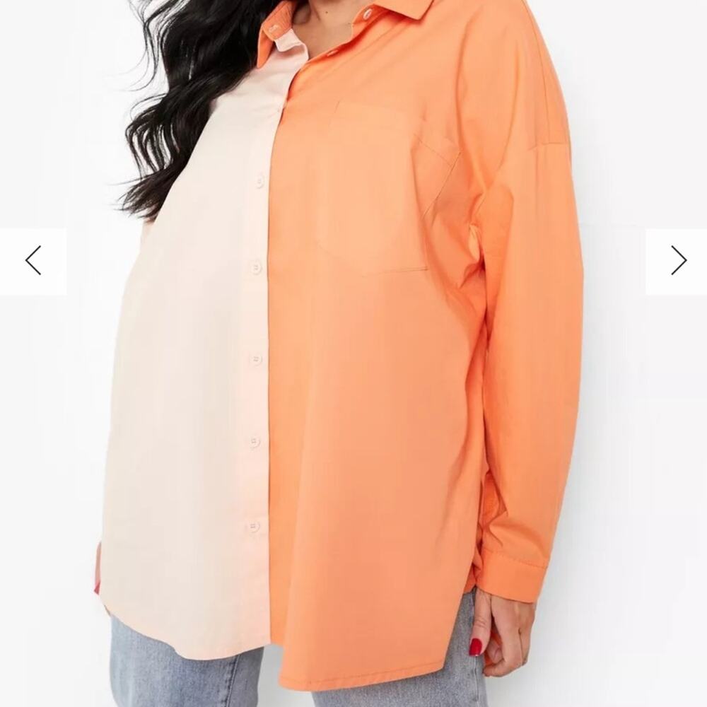 boohoo PLUS COLOUR BLOCK OVERSIZED BOYFRIEND SHIRT Size US 18
